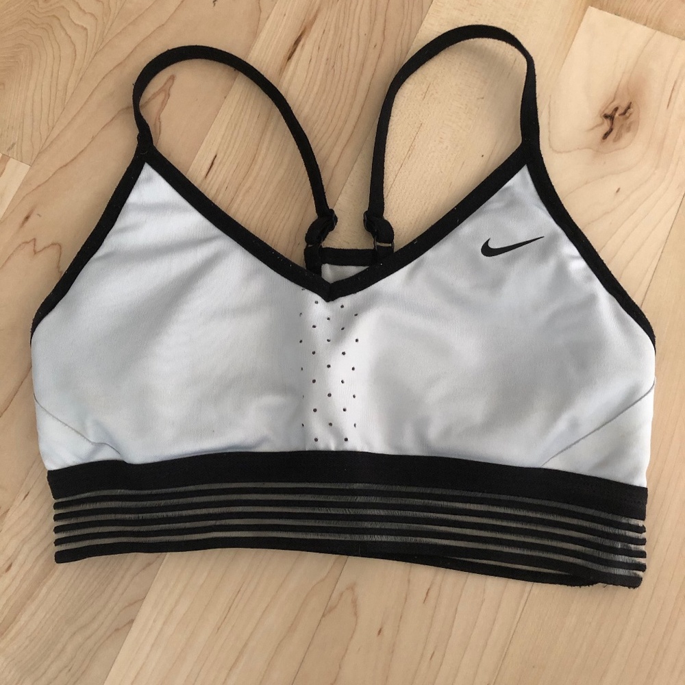 Nike White and Black Sports Bra